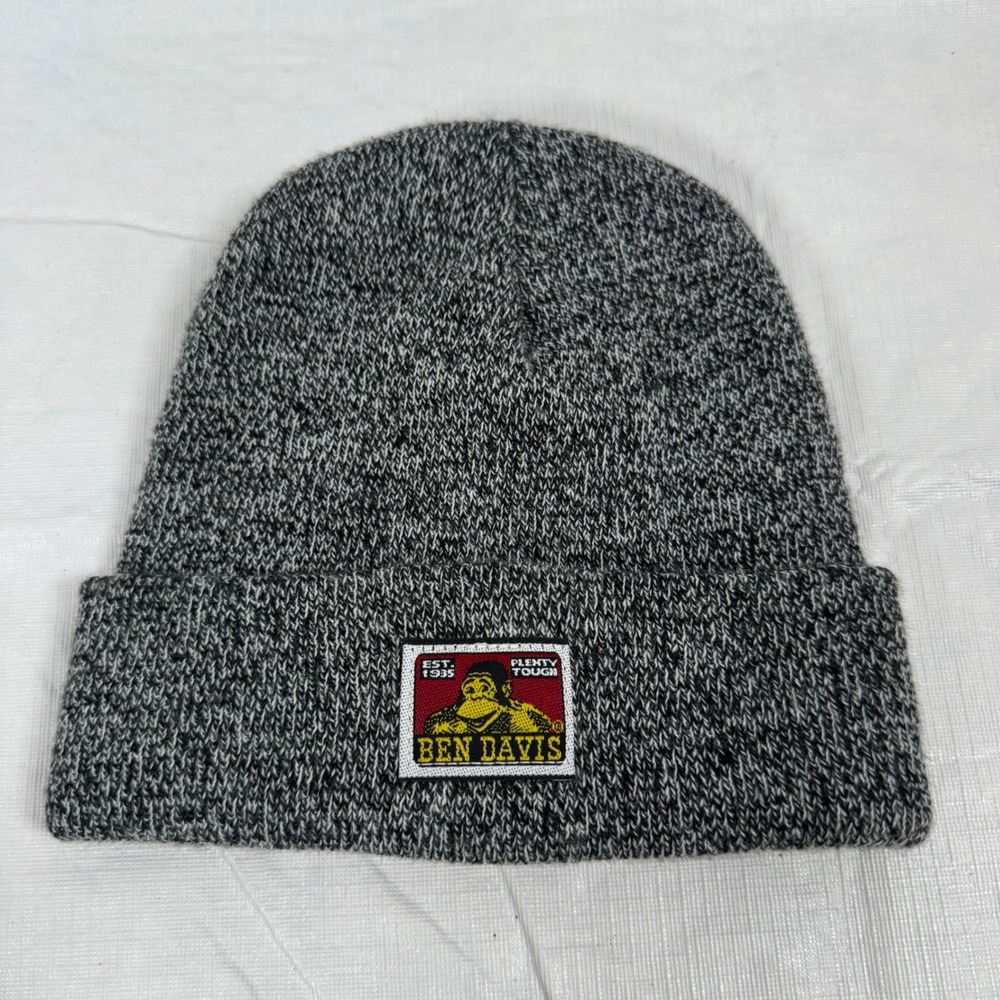 Ben Davis Mens Marled Grey Knit Cuffed Beanie Hat Made in USA